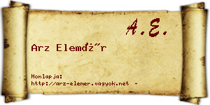 Arz Elemér névjegykártya